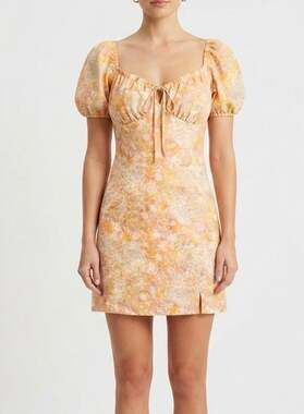 BP. Floral Print Puff Sleeve Mini Dress Womens Size Small Sweetheart Neck Boho⁠